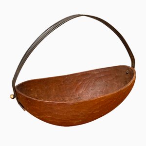 Mid-Century Schale aus Holz & Messing im Stil von Auböck, 1950er