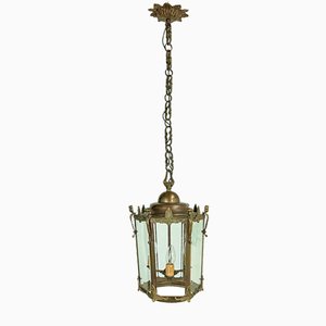 Antique Empire Style Bronze Lantern Pendant Lamp, 1900s
