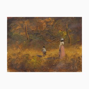 Antonio Leto, Landscape, 1890s, Oil on Board