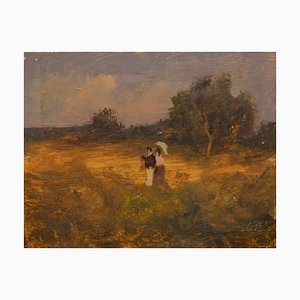 Antonio Leto, A Walk, 1890s, Huile sur Panneau