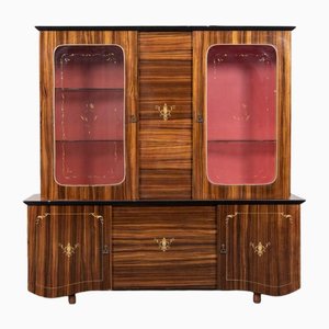 Mueble de vitrina de ébano Macassar, Italia, años 60