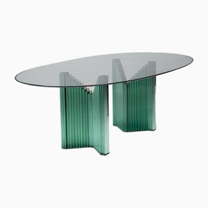 Table Ovale en Verre par Luigi Massoni, 1980s