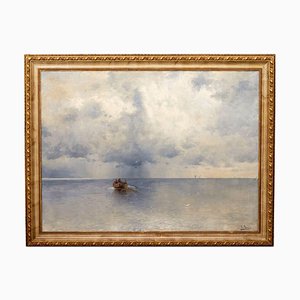 Carl Rosen, Landscape of the Baltic Sea, Early 20th Century, Oil on Canvas, Framed