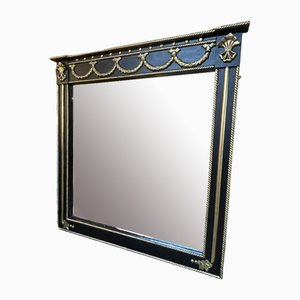 Regency Black Gilt Decorated Overmantle Mirror