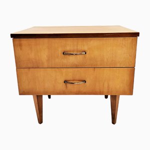 Vintage Furnished Nightstand in Veneer with Angular Tapered Legs, 1970s