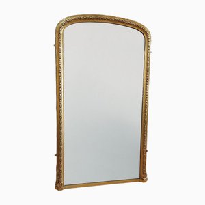 Espejo victoriano grande con marco de madera dorada tallada