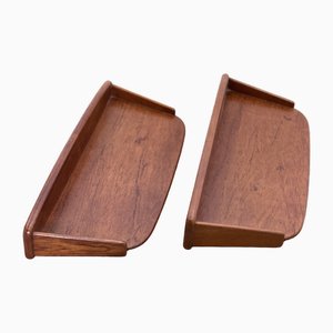 Wall Mounted Bedside Tables in Teak, 1960s, Set of 2
