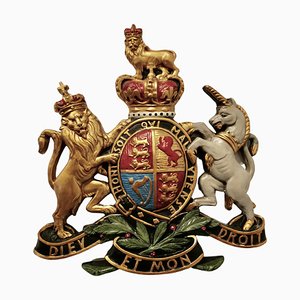 Britisches königliches Wandschild mit Wappen, 1950er
