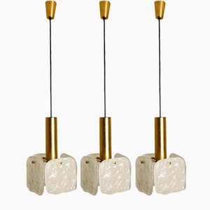 Hängelampe aus Eisglas von JT Kalmar, 1960er