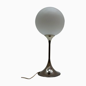 Lámpara de mesa con forma de globo de ópalo blanco de Gaetano Sciolari, 1969