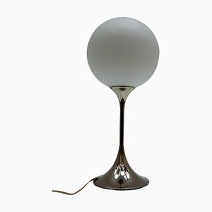 Lampe de Bureau Globe Opale Blanche par Gaetano Sciolari, 1969