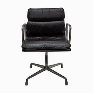 Vintage Soft Pad Desk Chair in Black Leather from Herman Miller, 1960s