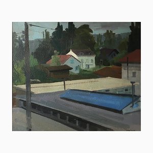 Mady Epstein, Vue sur les toits, óleo sobre lienzo, enmarcado