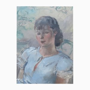 Henri Fehr, Portrait de jeune fille, Pastel sur Papier, Encadré