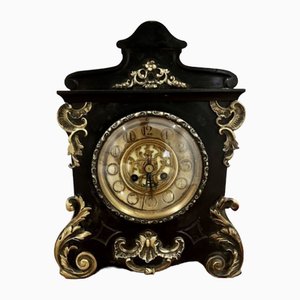 Orologio vittoriano in marmo a otto giorni, metà XIX secolo