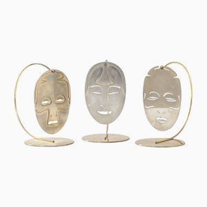 Máscaras de oro de Lidia Selva para Luciano Frigerio, años 70. Juego de 3