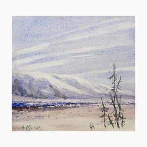 Herberts Mangolds, Landscape with Mountains, 1965, Aquarelle sur Papier