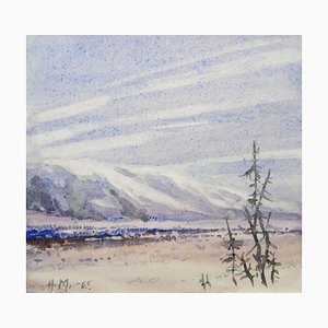 Herberts Mangolds, Landscape with Mountains, 1965, Watercolor on Paper