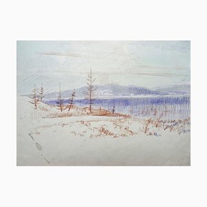 Herberts Mangolds, Winter, 1967, Double-Sided Watercolor on Paper