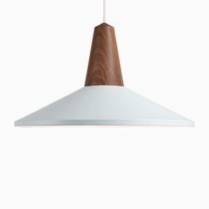 Eikon Shell Pendant in Baby Blue and Walnut from Schneid Studio