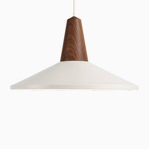 Eikon Shell Pendant Lamp in White and Walnut from Schneid Studio