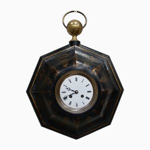 Reloj de pared francés antiguo de Tolewear, década de 1850