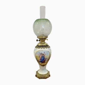 Lampe à Huile Victorienne en Porcelaine, 1860s