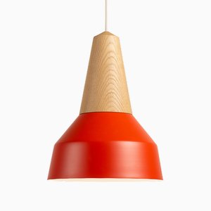 Lampe à Suspension Eikon Basic Rouge Coquelicot en Chêne de Schneid Studio