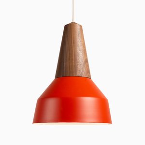 Eikon Basic Poppy Red Pendant Lamp in Walnut from Schneid Studio