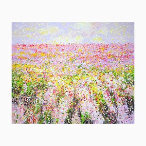 Iryna Kastsova, Pink Flower Field, 21. Jahrhundert, Acryl auf Leinwand