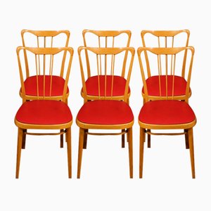 Chaises en Bois Exotique et Faux Cuir, Italie, 1960, Set de 6