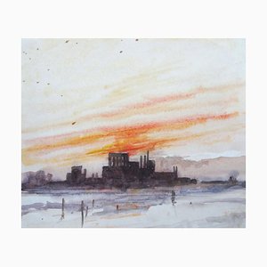 Herberts Mangolds, Sonnenuntergang, 1970, Aquarell auf Papier