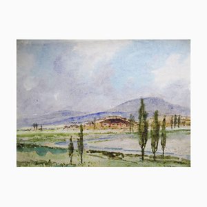 Herberts Mangolds, Landschaft, 1970, Aquarell auf Papier