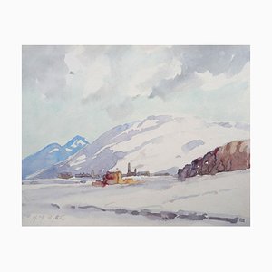 Herberts Mangolds, Winter Landscape, 1965, Aquarelle sur Papier