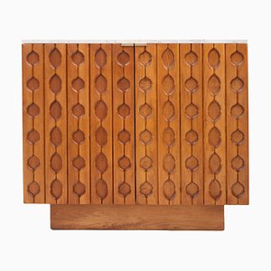 Italienische Sideboards aus Holz & Travertin, 1990er, 2er Set