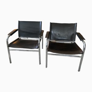 Set of Klinte Armchairs in Brown Leather by Tord Bjorklund, 1980