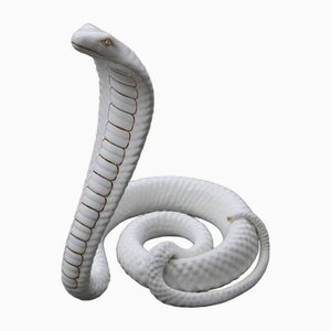 Escultura de serpiente italiana de cerámica blanca de Tommaso Barbi, 1970