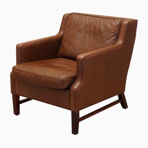Danish Brown Leather Armchair, 1960s