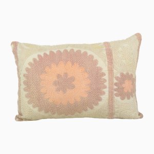 Neutral Pink Art Accent Suzani Lumbar Cushion Cover