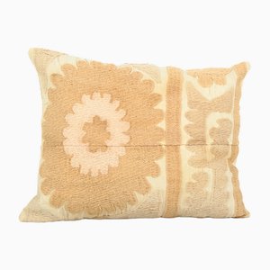 Rectangular Decorative Pastel Cotton Suzani Lumbar Cushion Cover