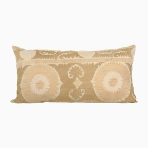 Housse de Coussin Suzani Vintage en Coton Blanc et Rose ouzbek