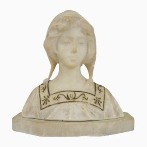Adolfo Cipriani, Woman's Bust, Early 20th Century, Alabaster Marble