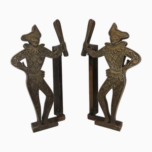 Vintage Harlequin Brass Handles, Italy, 1950s, Set of 2