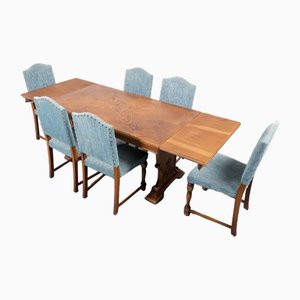 Provenance Oak Dining Table and Dining Chairs, 1950s, Set of 7