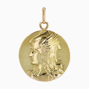 Französische Marianne & Rooster Medaille aus 18 Karat Gelbgold, 1890er