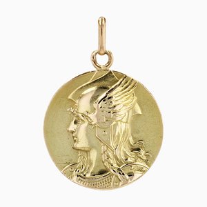 Medalla Marianne y Gallo francesa de oro amarillo de 18 kt, década de 1890