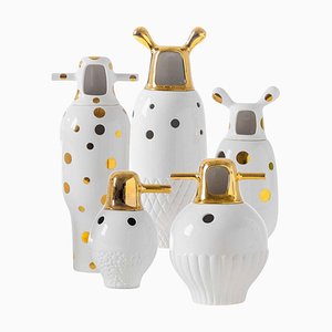 Set of 5 Contemporary Decor Glazed Ceramic Showtime Vase Collection