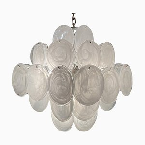 Vintage Italian Murano Chandelier with 36 White Disks, 1990s
