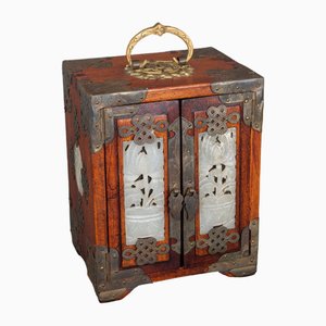 Chinese Jewelry Box with Stones and Lacquer, 1800s