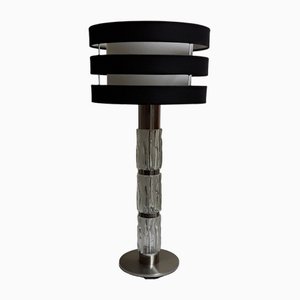 Lámpara de mesa vintage con pie de metal cromado, años 70